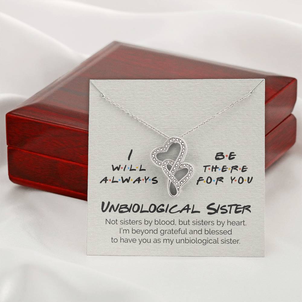ShineOn Fulfillment Jewelry Standard Box Unbiological Sister - I Will Always Be There For You - Double Hearts Necklace