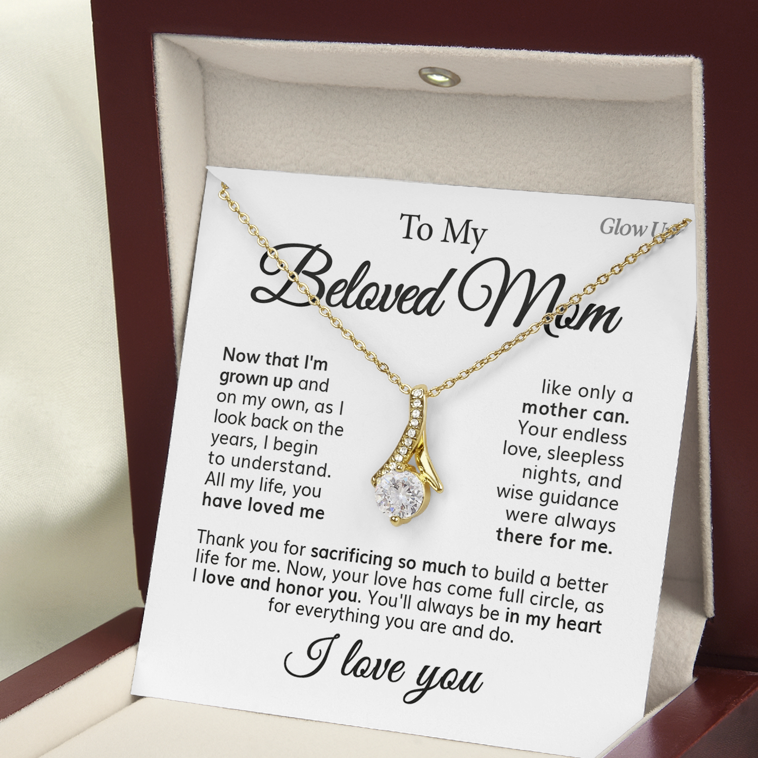 ShineOn Fulfillment Jewelry To My Beloved Mom - Endless Love - Ribbon Necklace
