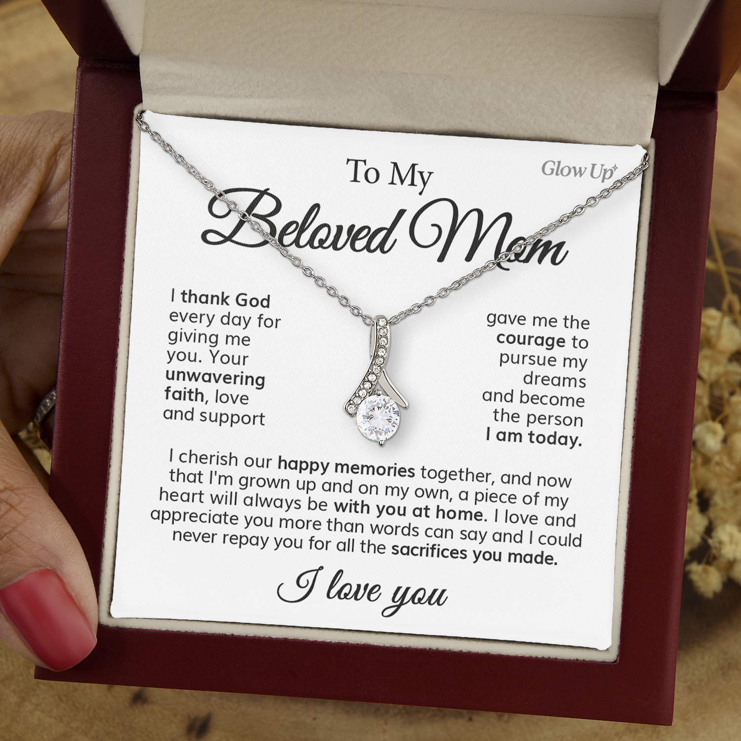 ShineOn Fulfillment Jewelry To My Beloved Mom - Love and Appreciate You - Ribbon Necklace
