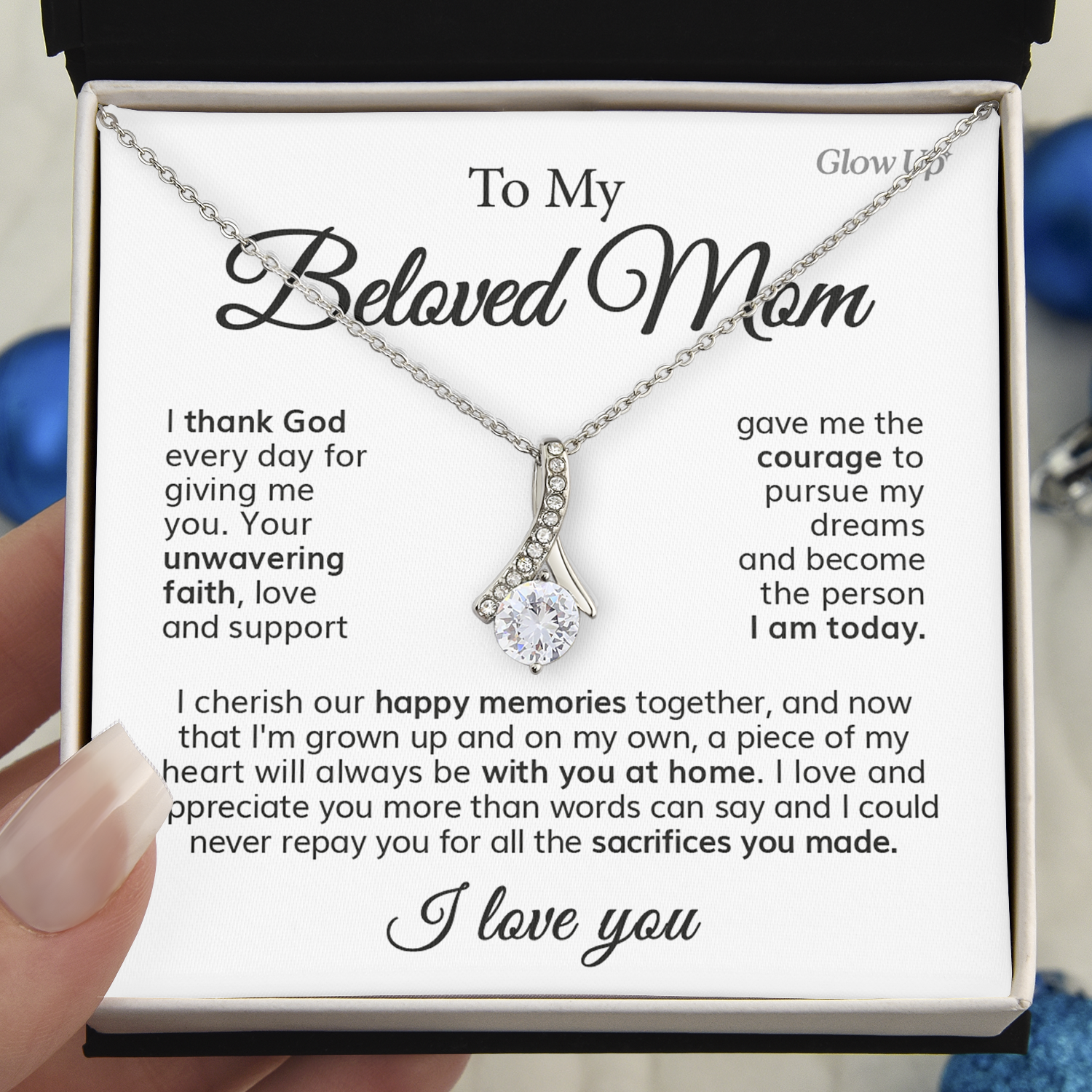 ShineOn Fulfillment Jewelry To My Beloved Mom - Love and Appreciate You - Ribbon Necklace