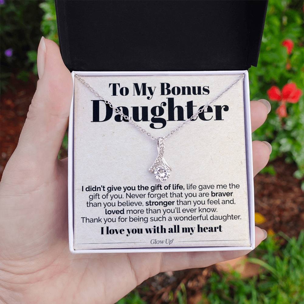 ShineOn Fulfillment Jewelry To My Bonus Daughter - I Didn't Give You The Gift Of Life - Ribbon Necklace