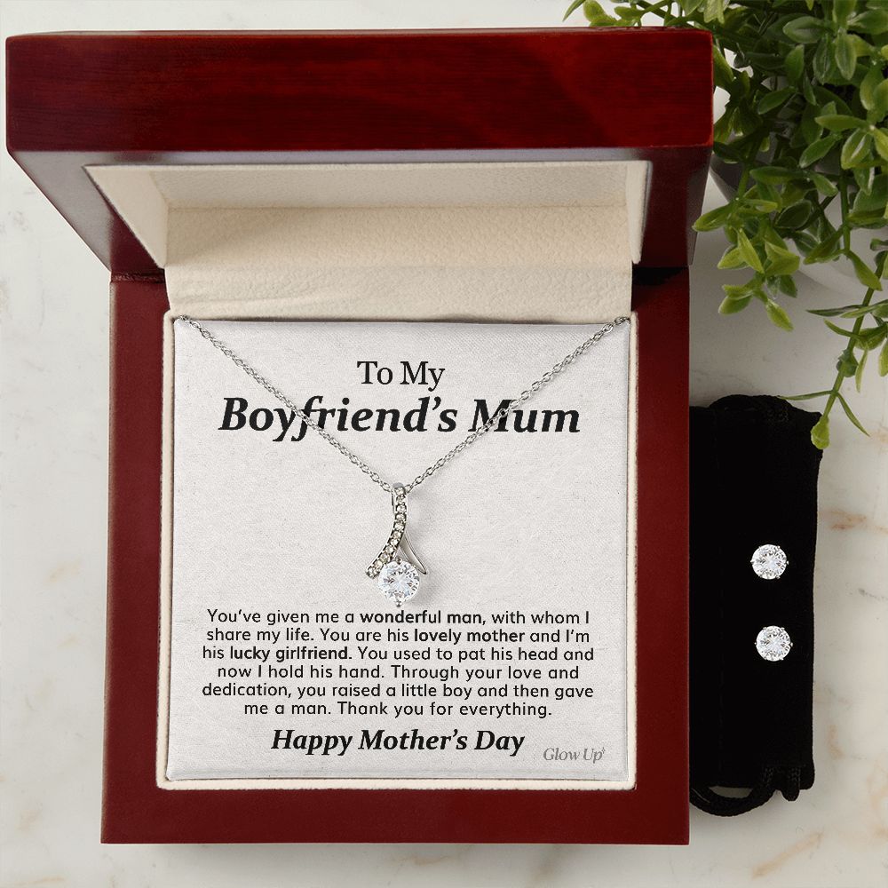 ShineOn Fulfillment Jewelry To my Boyfriend's Mum - Ribbon Necklace + FREE Earrings Gift Set
