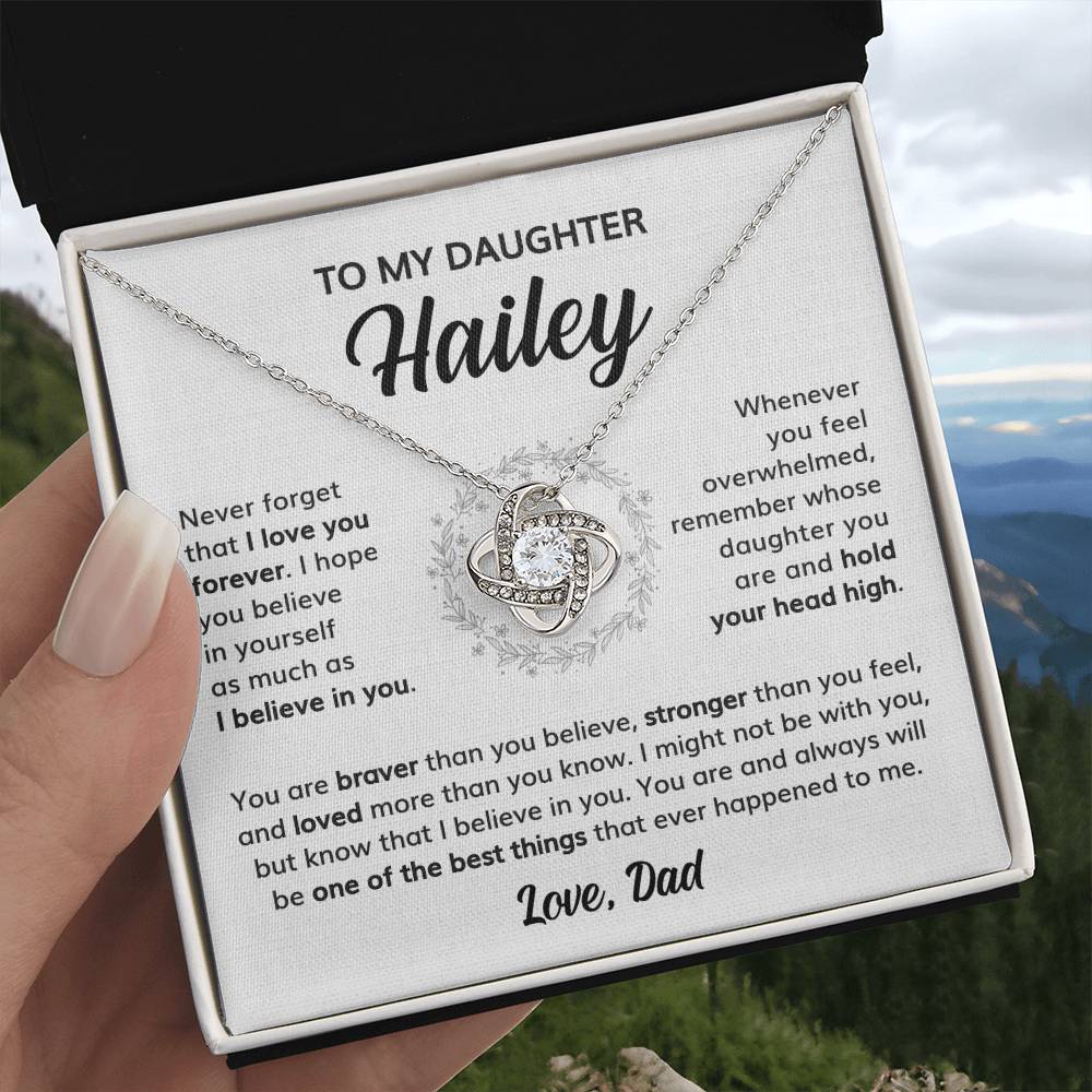 ShineOn Fulfillment Jewelry To my Daughter Custom Message Card - Hold your Head High - Love Knot