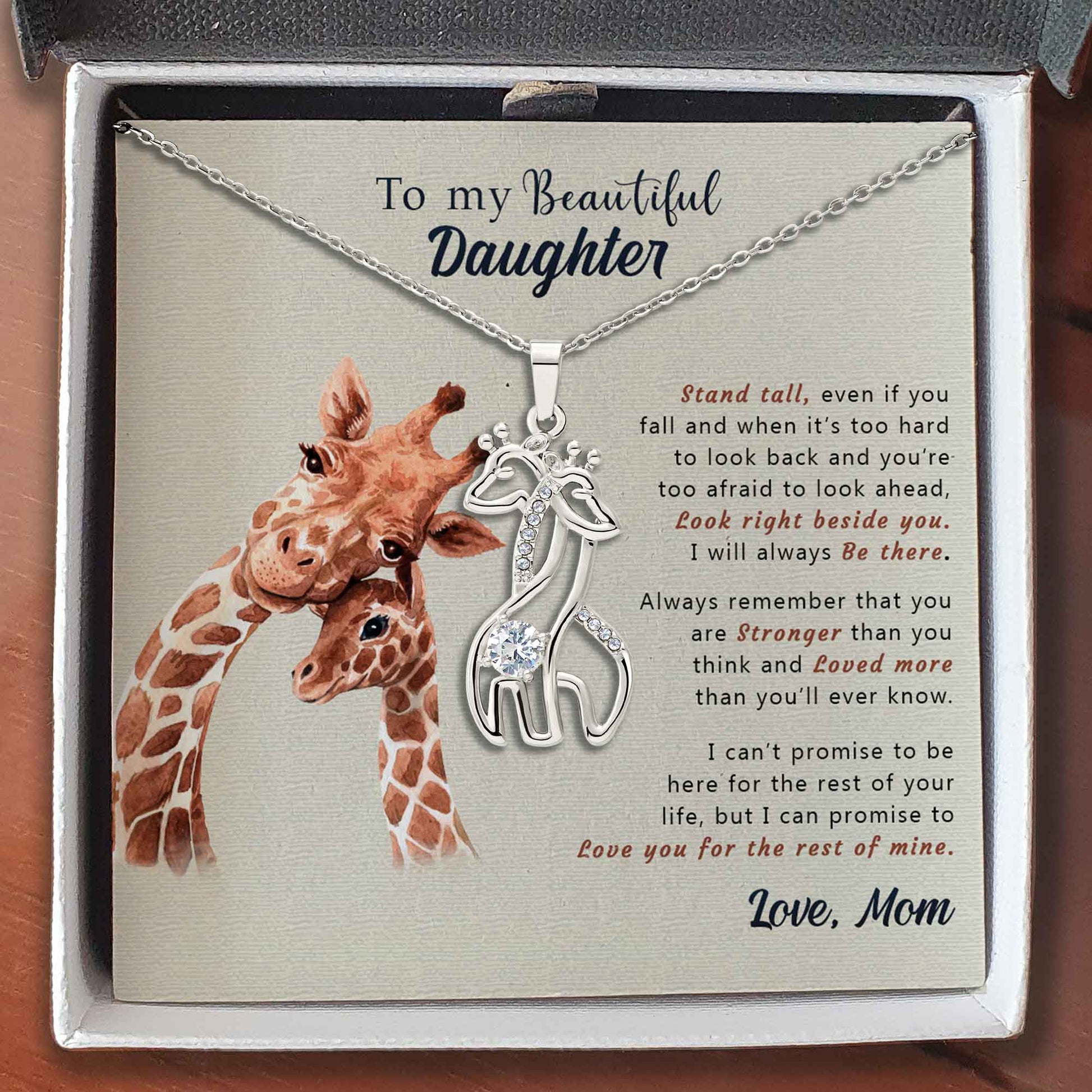 ShineOn Fulfillment Jewelry To My Daughter - Giraffes Necklace - Loved More Than You'll Ever Know