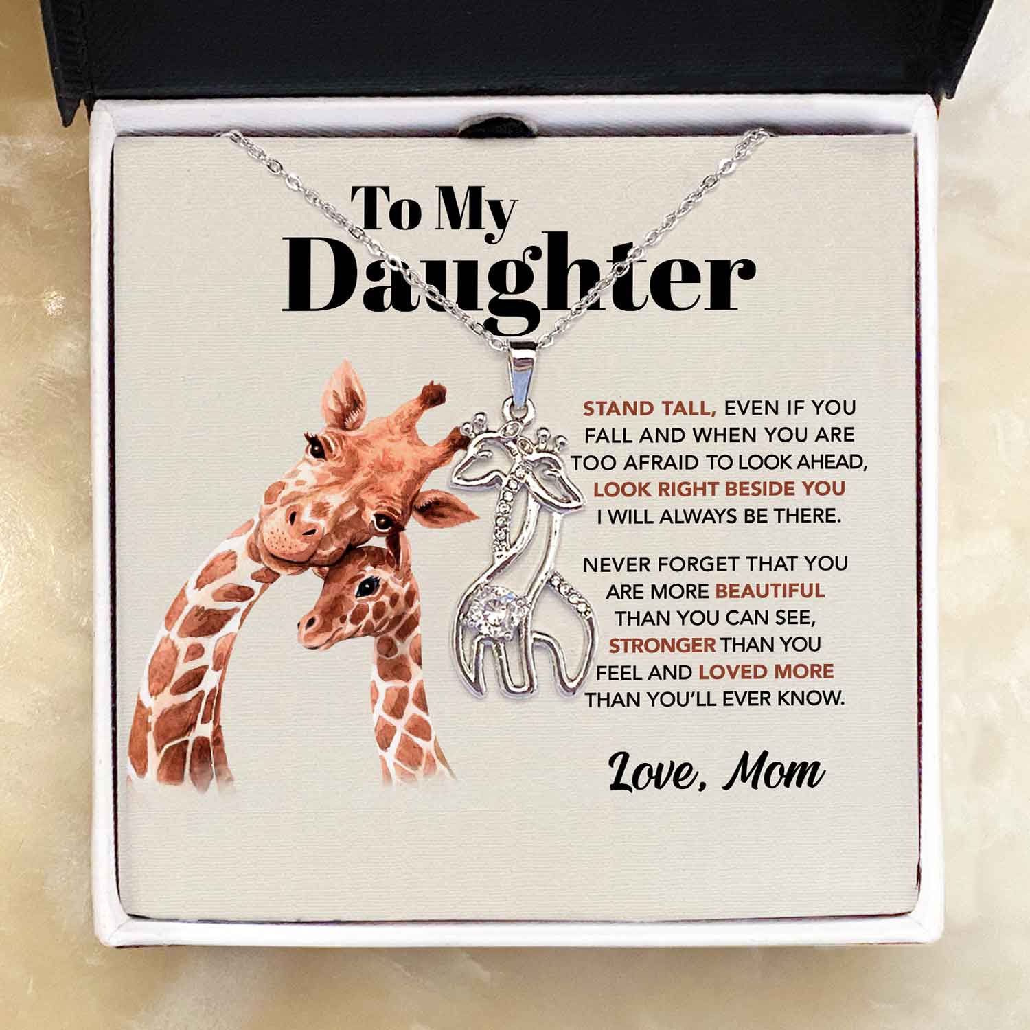 ShineOn Fulfillment Jewelry To My Daughter - I Will Always Be There - Giraffes Necklace