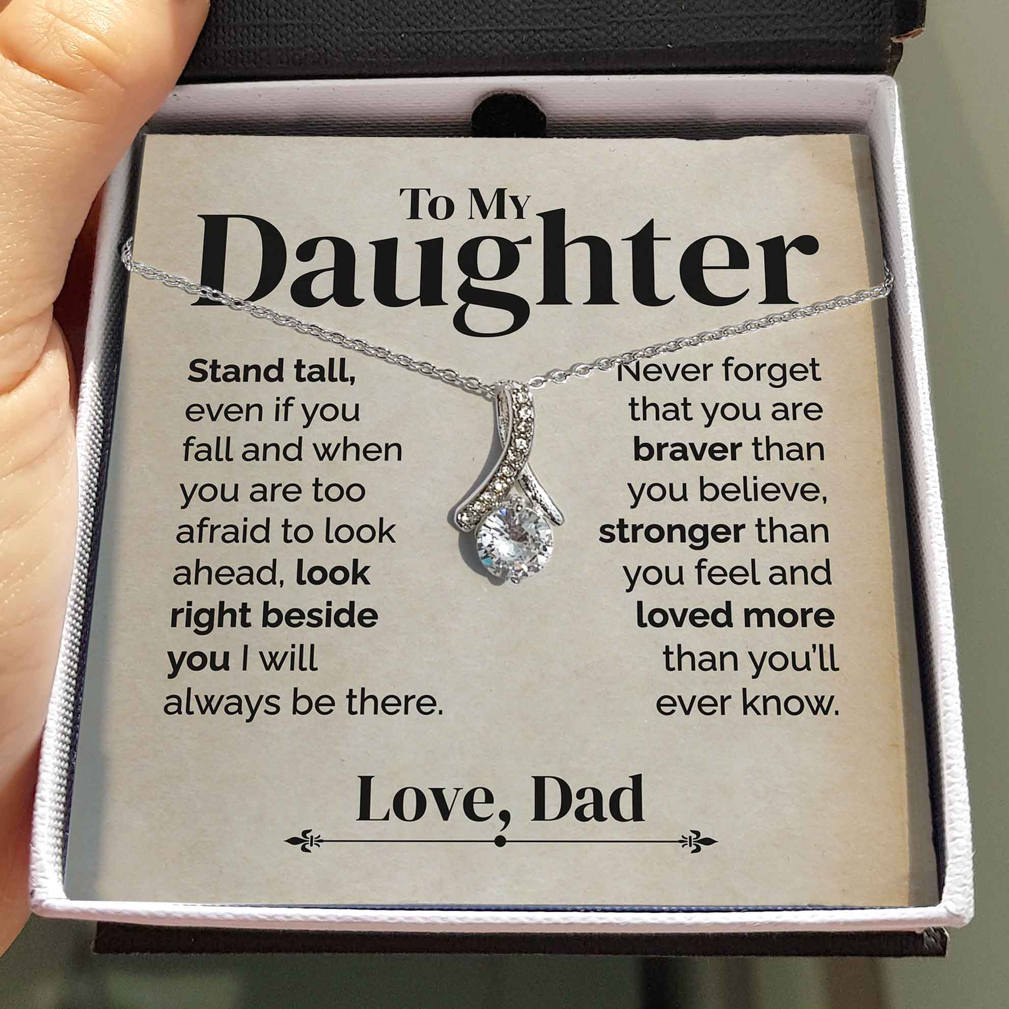 ShineOn Fulfillment Jewelry To my Daughter - Stand Tall Always Be There - Ribbon Necklace