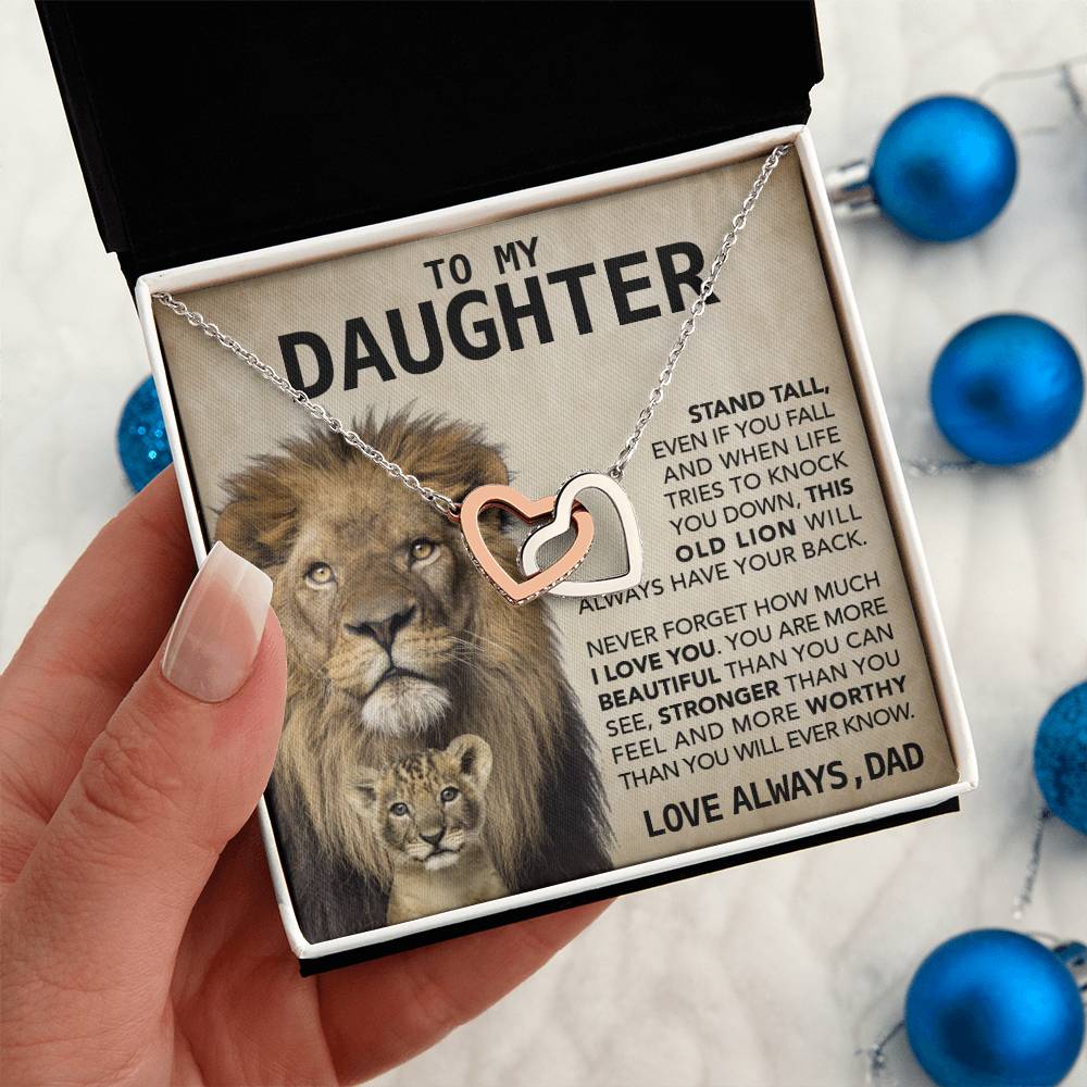 ShineOn Fulfillment Jewelry To My Daughter - This Old Lion - Interlocked Hearts Necklace