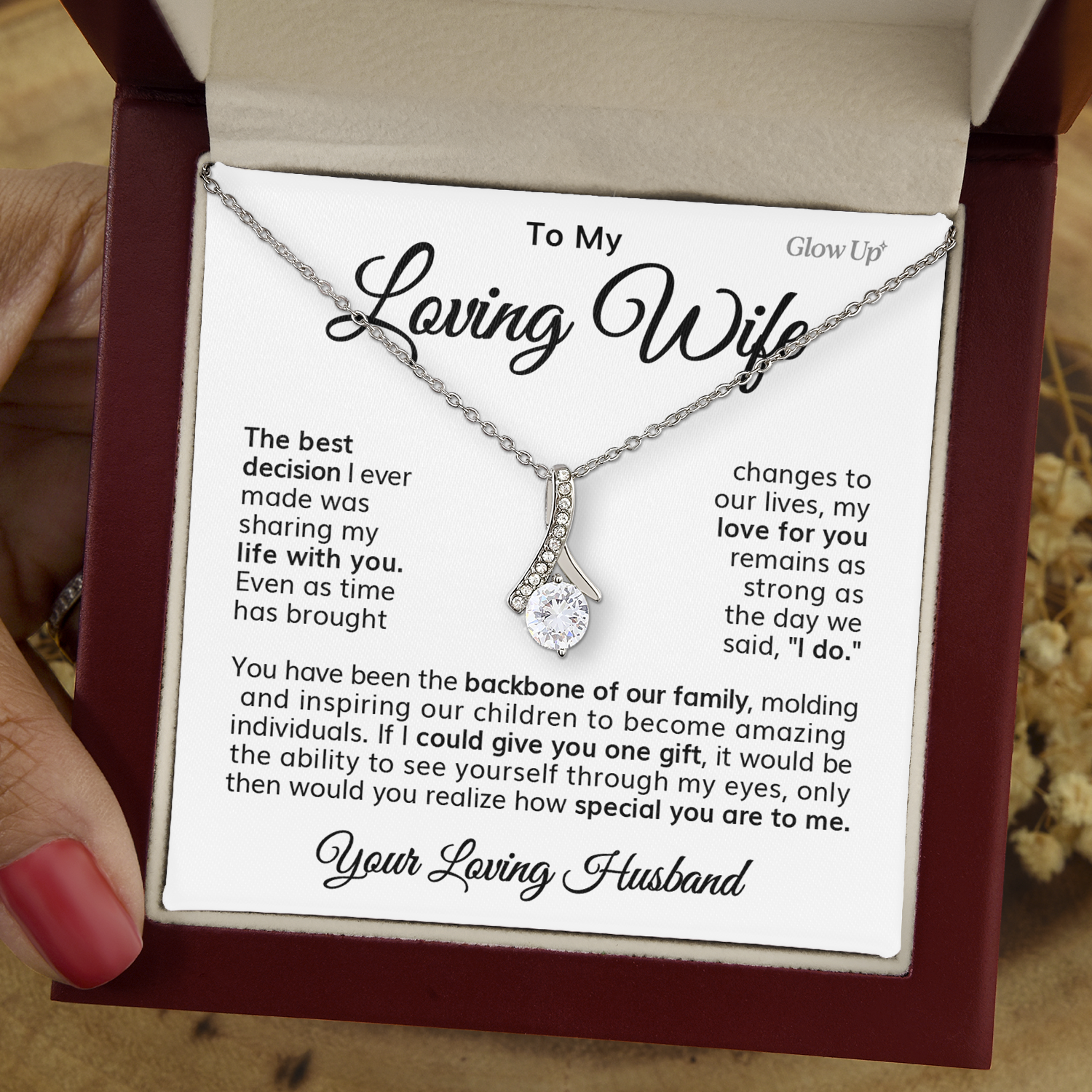 ShineOn Fulfillment Jewelry To My Loving Wife - Best Decision - Ribbon Necklace