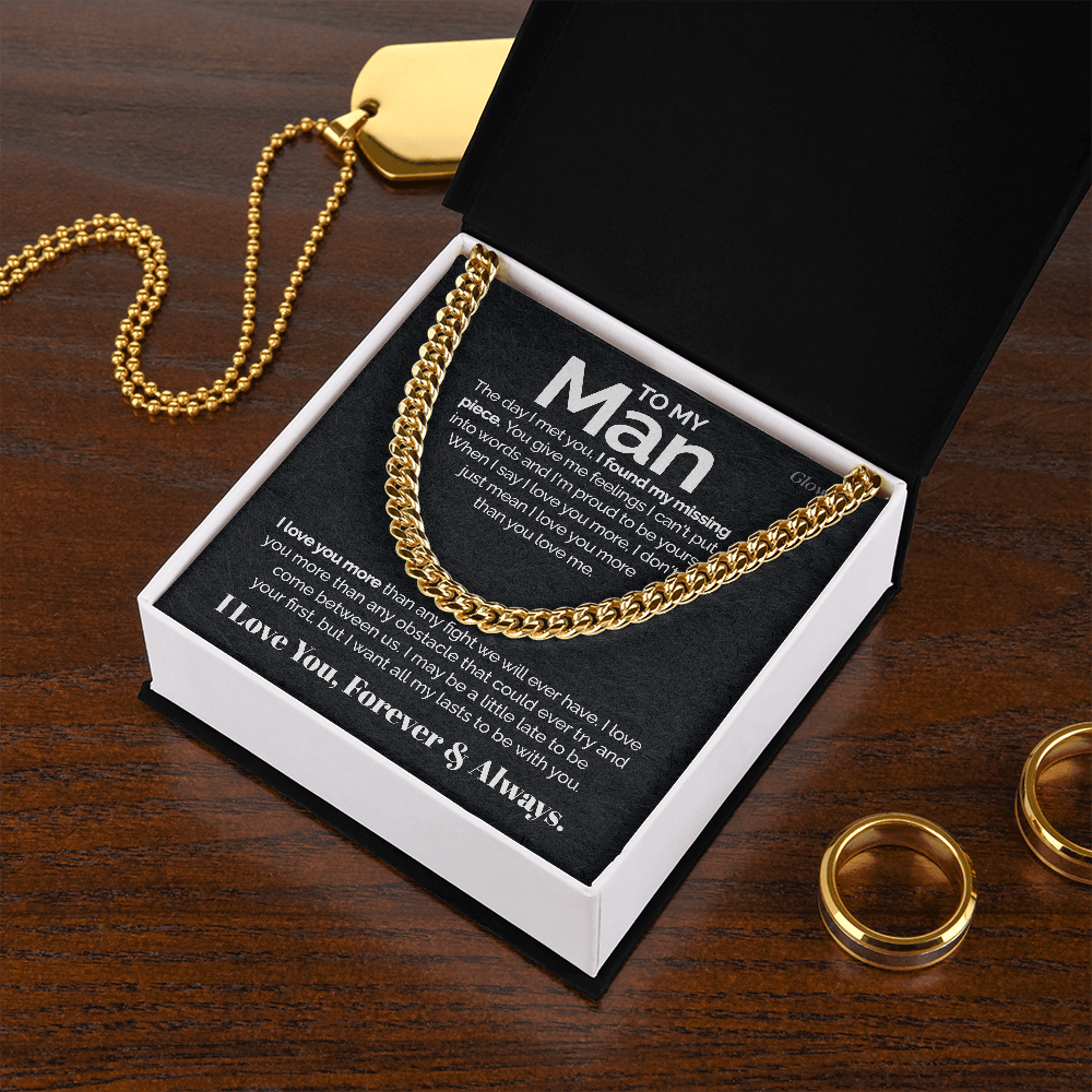 ShineOn Fulfillment Jewelry To my Man - I love you more - Cuban Link Chain