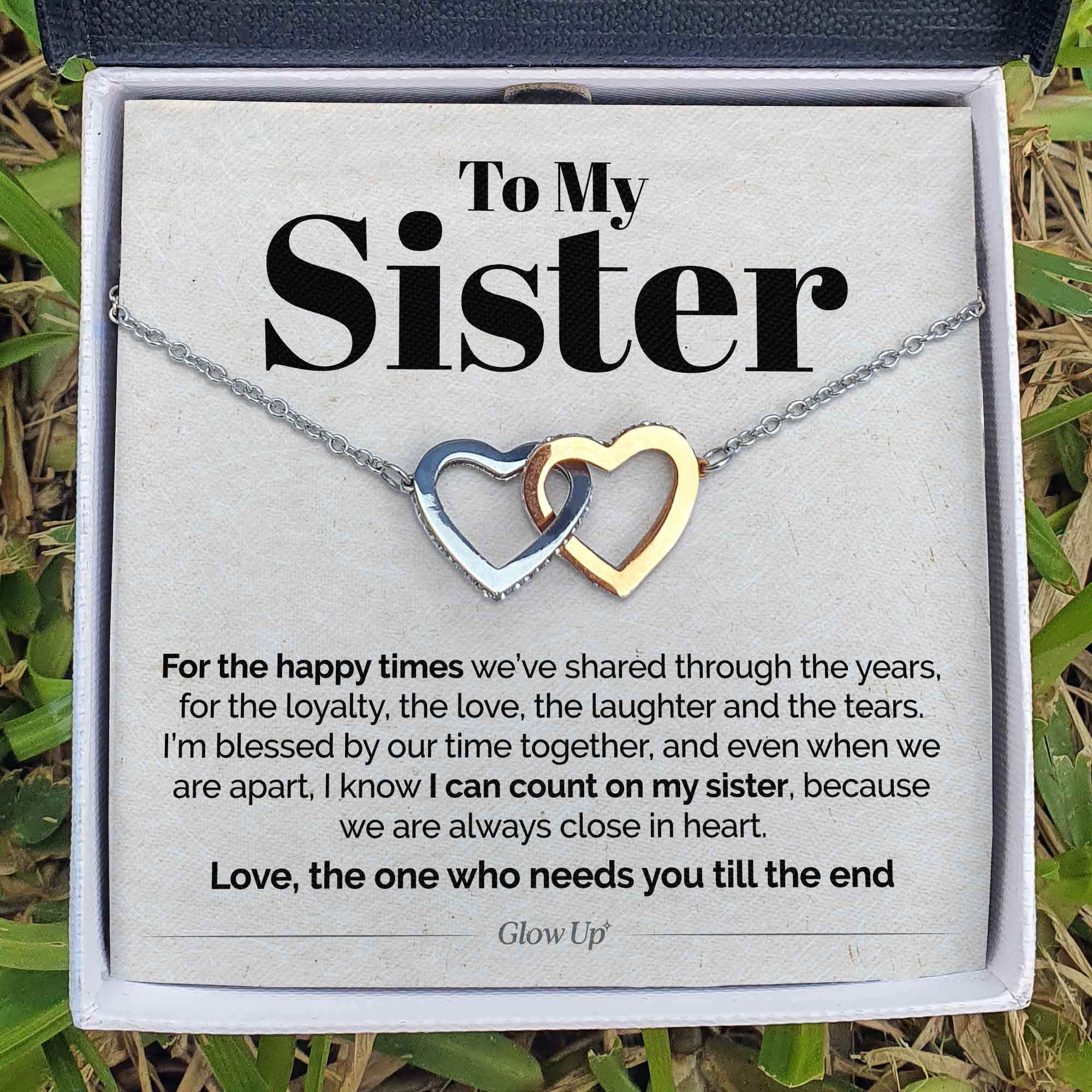 ShineOn Fulfillment Jewelry To My Sister - I Can Count On My Sister -  Interlocking Hearts Necklace
