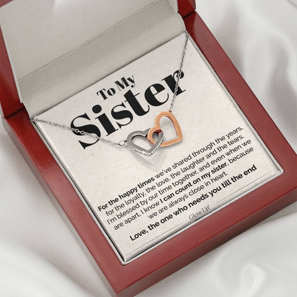 ShineOn Fulfillment Jewelry To My Sister - I Can Count On My Sister -  Interlocking Hearts Necklace