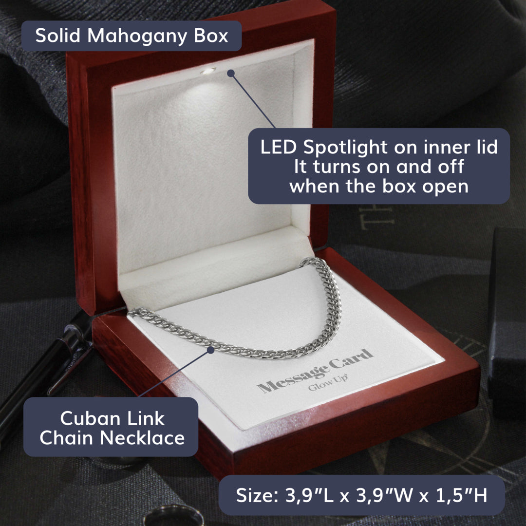 ShineOn Fulfillment Jewelry To my Son Custom Message Card - 5mm Cuban Link Chain - Stand Tall