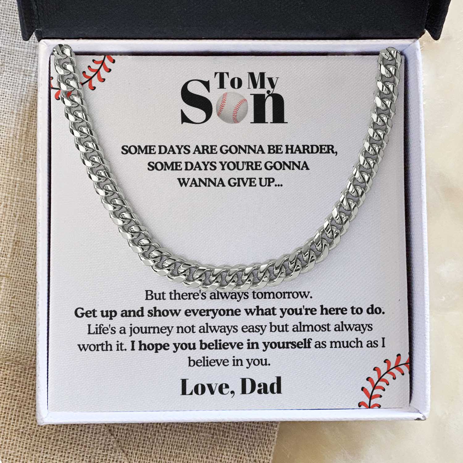 ShineOn Fulfillment Jewelry To my Son from Dad - Get Up - 5mm Cuban Link Chain