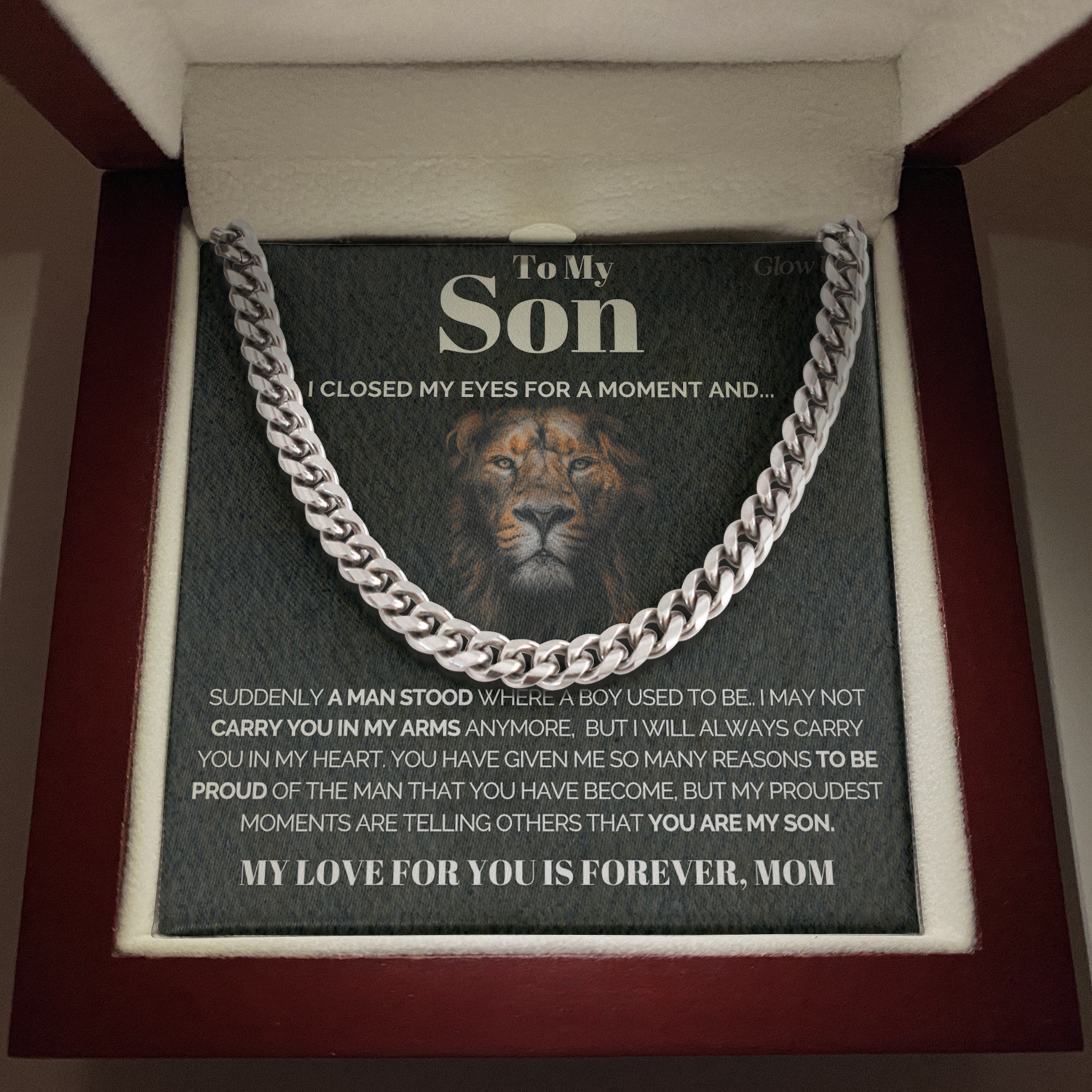 ShineOn Fulfillment Jewelry To My Son from Mom-  Proud of you - Cuban Link Chain