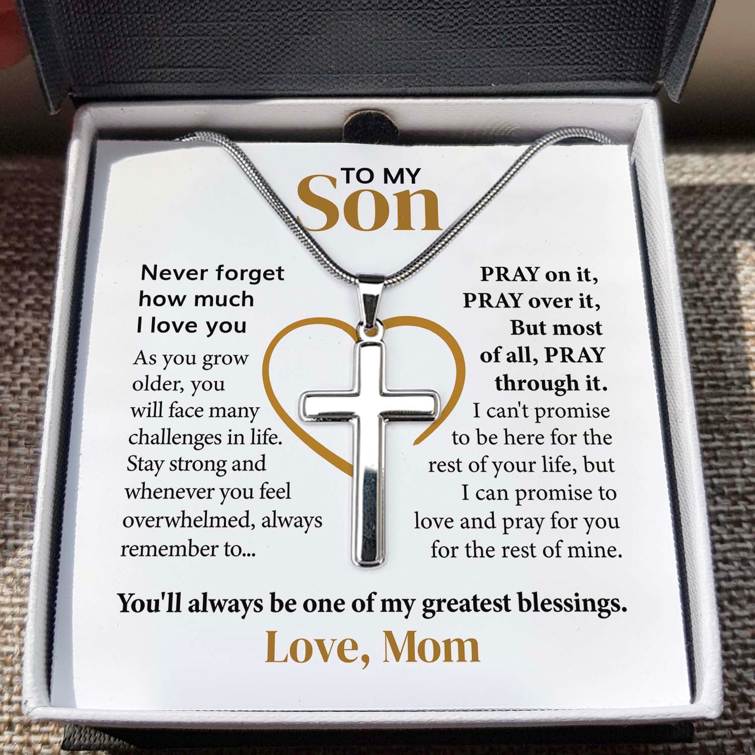ShineOn Fulfillment Jewelry To my Son - Pray on it - Cross Necklace