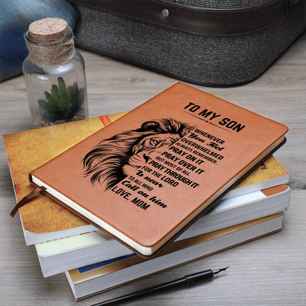 ShineOn Fulfillment Jewelry To My Son - Pray on It - Graphic Vegan Leather Notebook