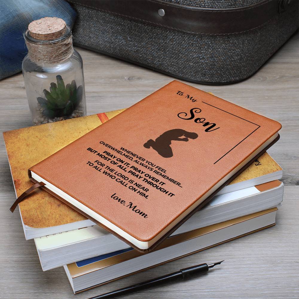 ShineOn Fulfillment Jewelry To My Son - Pray over It - Graphic Vegan Leather Notebook