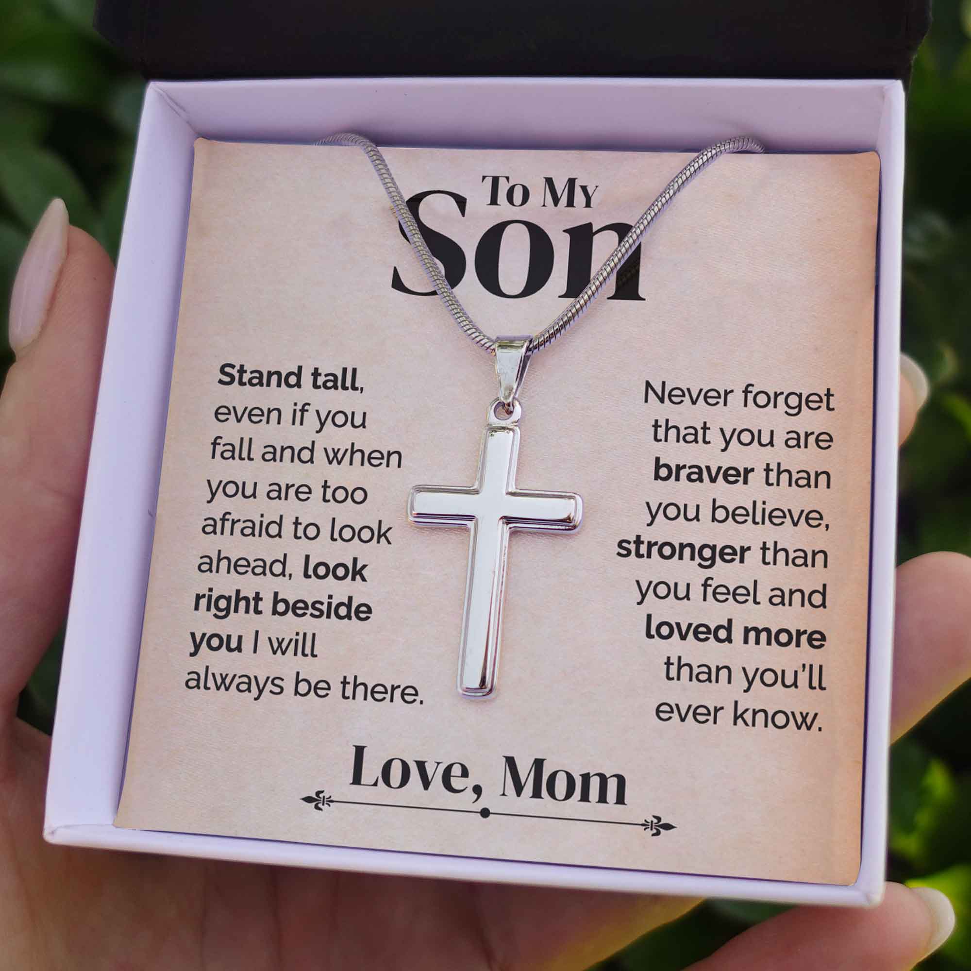 ShineOn Fulfillment Jewelry To My Son - Stand Tall - Personalized Cross Necklace