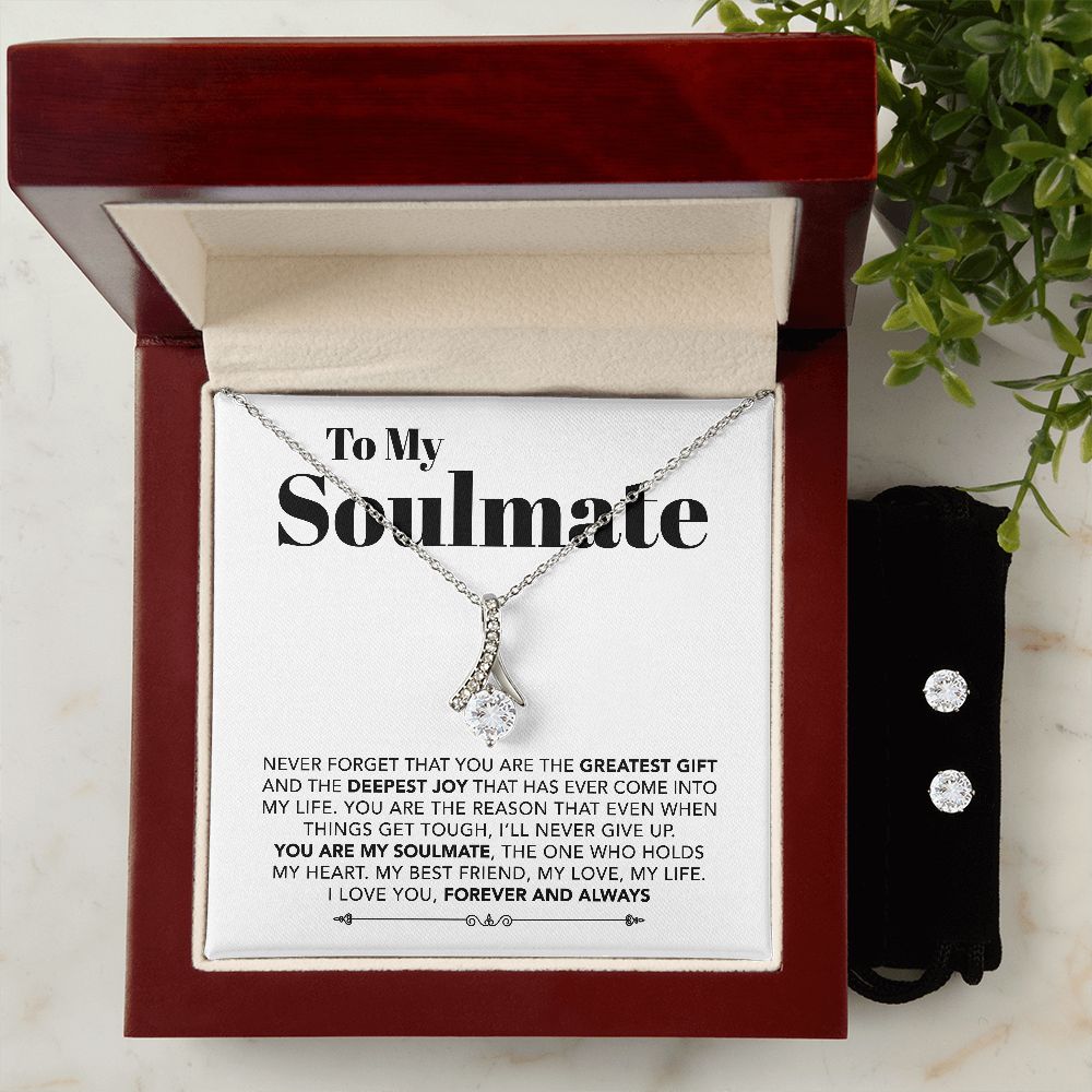 ShineOn Fulfillment Jewelry To My Soulmate - My Best Friend, My Love, My Life - Ribbon Necklace & Earrings
