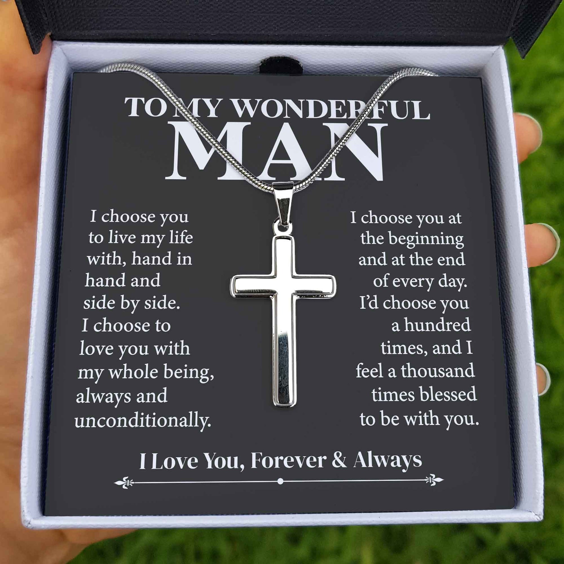 ShineOn Fulfillment Jewelry To My Wonderful Man - I Choose You - Cross Necklace