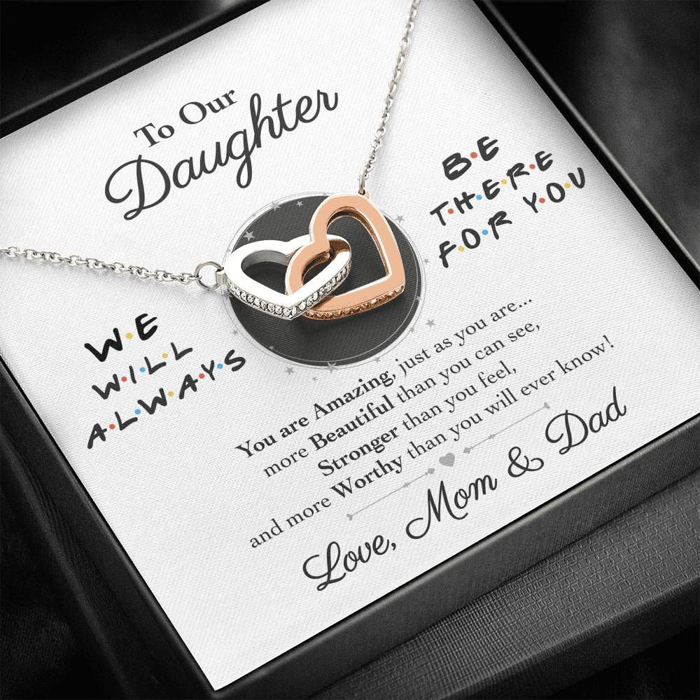 ShineOn Fulfillment Jewelry To Our Daughter - Interlocked Hearts Necklace - We Will Always Be There For You