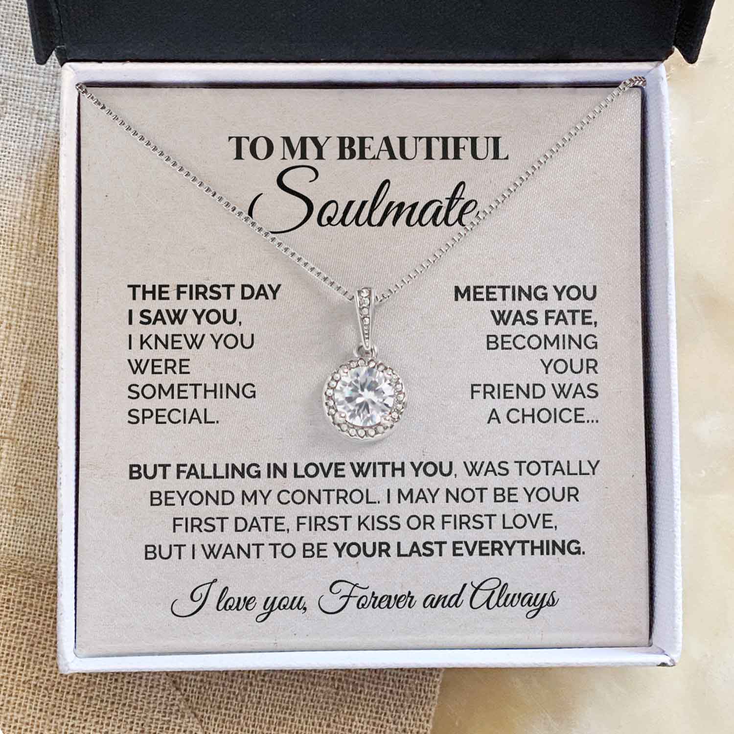 ShineOn Fulfillment Jewelry Two Tone Box To My Beautiful Soulmate - The First Day I Saw You - Eternal Hope Necklace