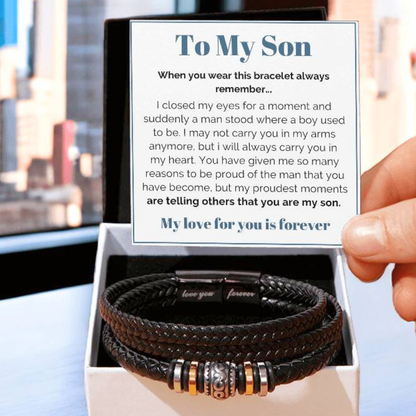 ShineOn Fulfillment Jewelry Two Tone Box To My Son -  Proud of you - Love You Forever Vegan Bracelet