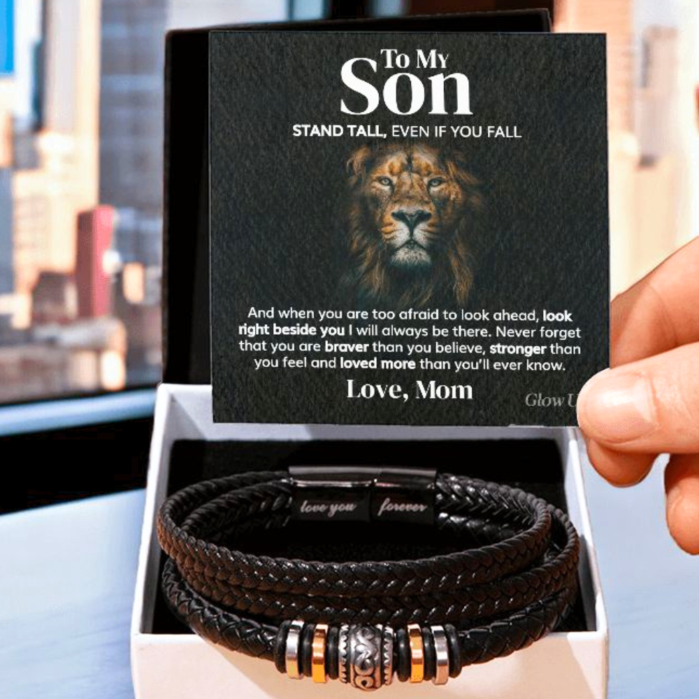 ShineOn Fulfillment Jewelry Two Tone Box To my Son - Stand Tall- Love You Forever Bracelet