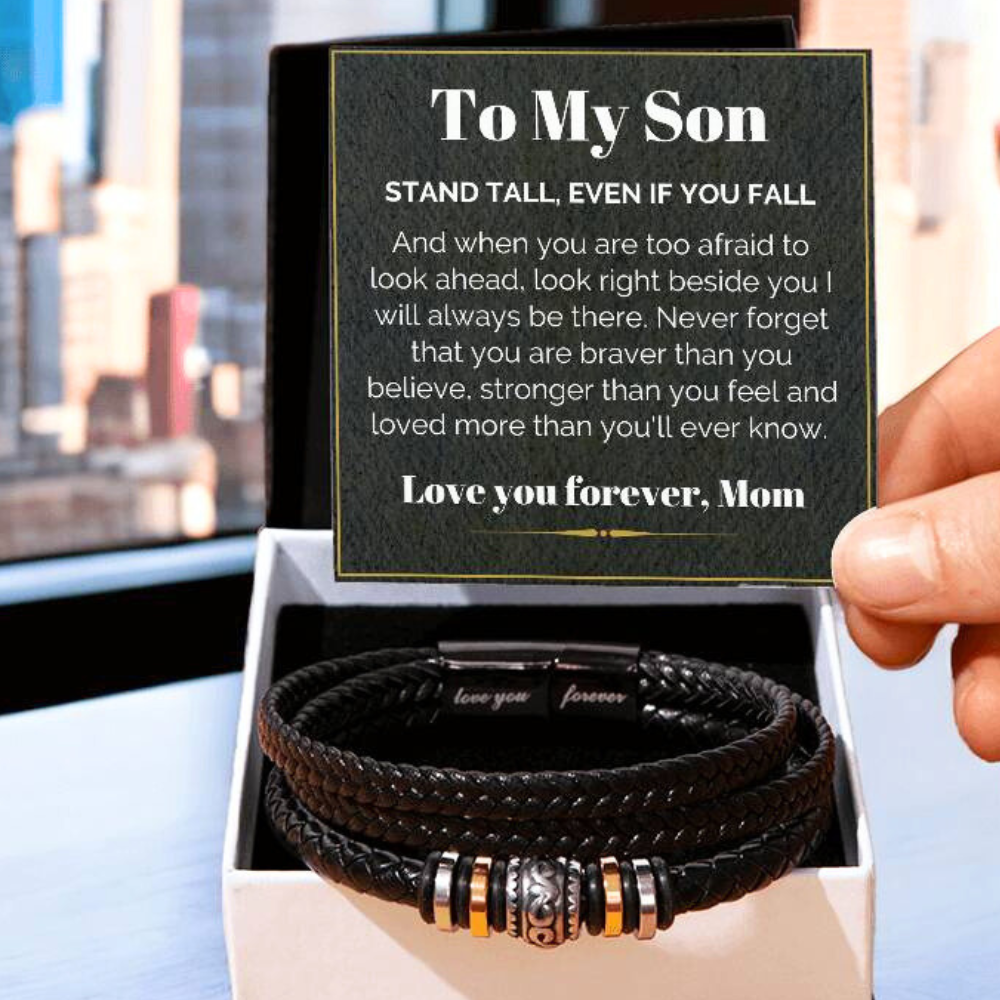 ShineOn Fulfillment Jewelry Two Tone Box To My Son - Stand Tall - Love You Forever Vegan Bracelet
