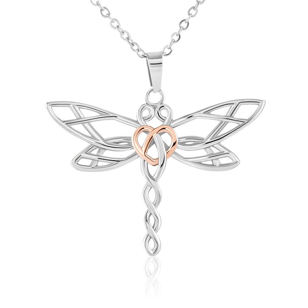 ShineOn Fulfillment Jewelry Two Toned Box Self Love - Stand tall - Dragonfly Necklace