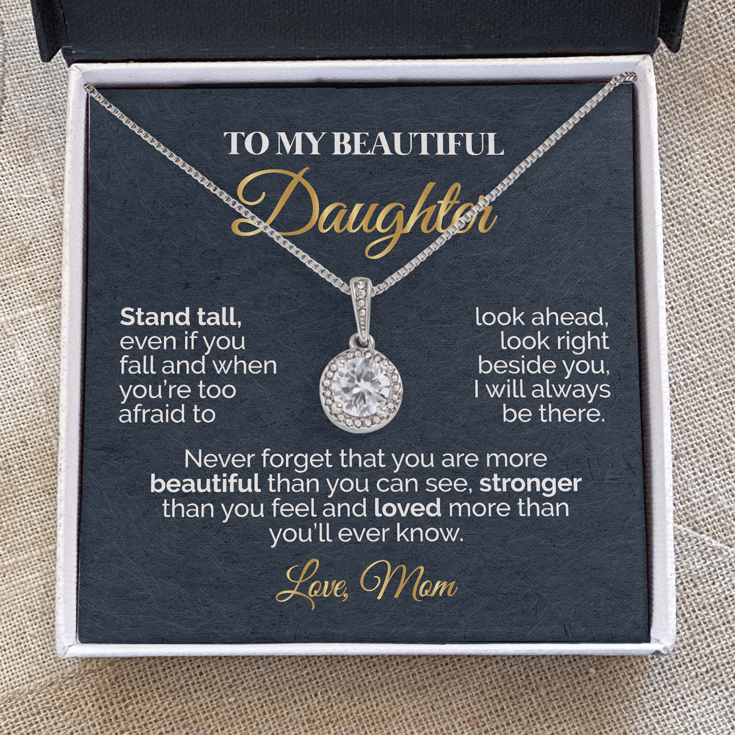 ShineOn Fulfillment Jewelry Two-Toned Box To My Beautiful Daughter - Stand Tall - Eternal Hope Necklace