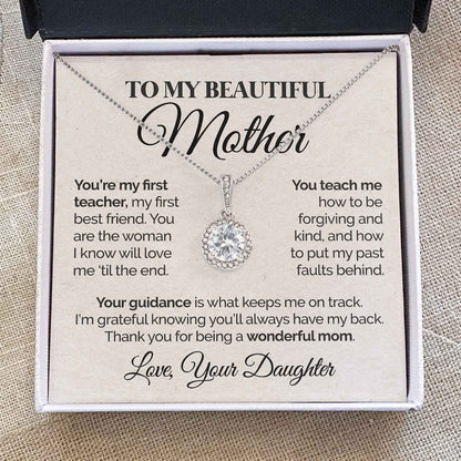ShineOn Fulfillment Jewelry Two-Toned Box To My Beautiful Mother - You're My First Teacher - Eternal Hope Necklace