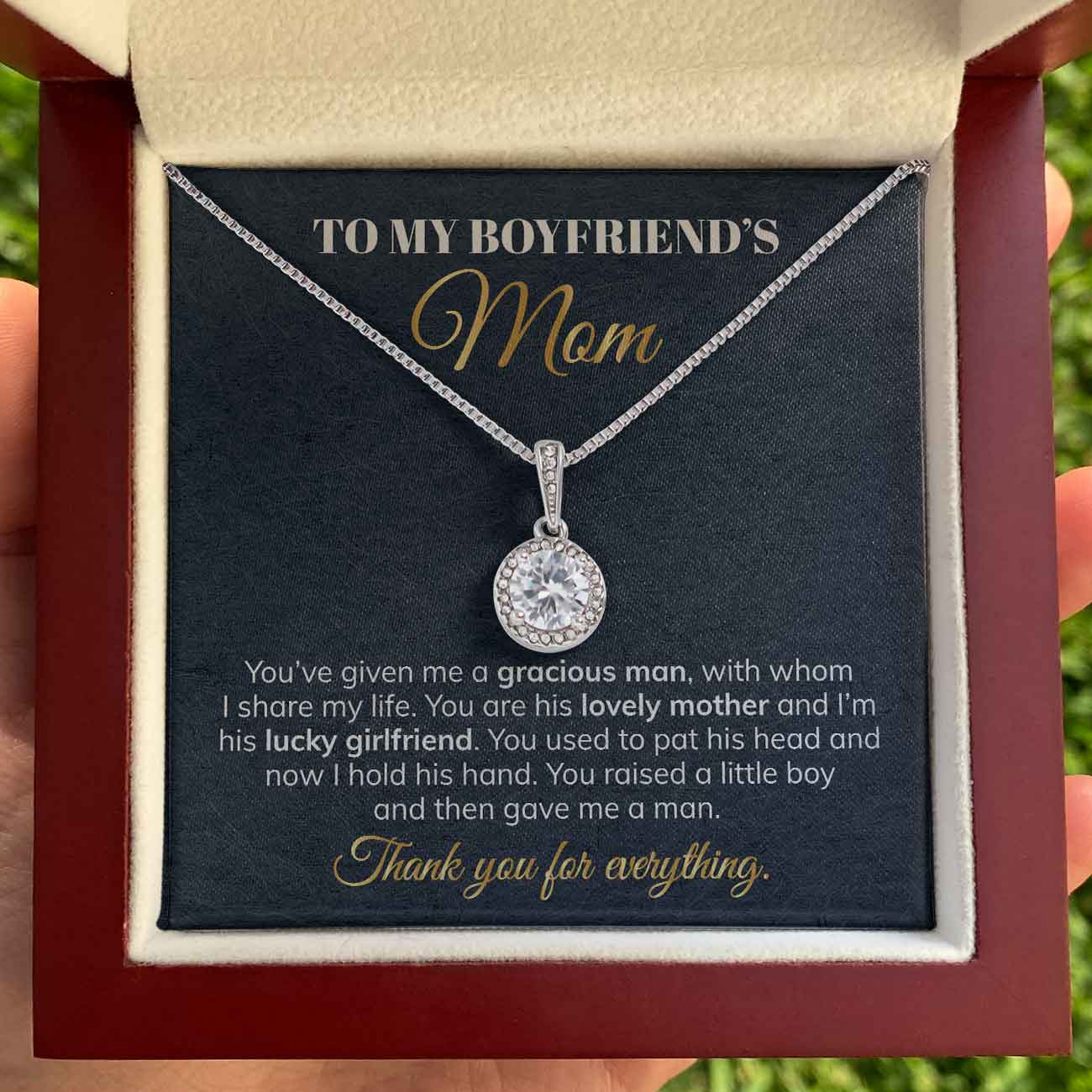 ShineOn Fulfillment Jewelry Two-Toned Box To My Boyfriend's Mom - Thank You For Everything - Eternal Hope Necklace