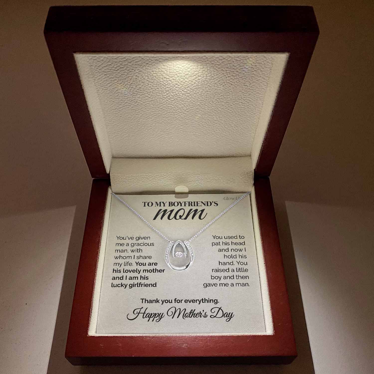 ShineOn Fulfillment Jewelry Two-Toned Box To my Boyfriend's Mom - Thank you - Lucky in Love
