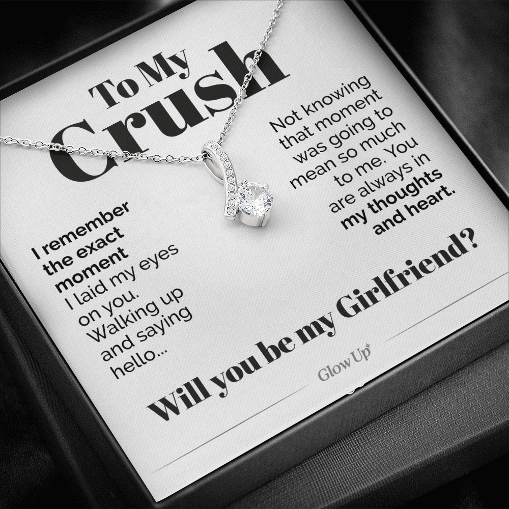 ShineOn Fulfillment Jewelry Two Toned Box To My Crush - Will You Be My Girlfriend? - Ribbon Necklace