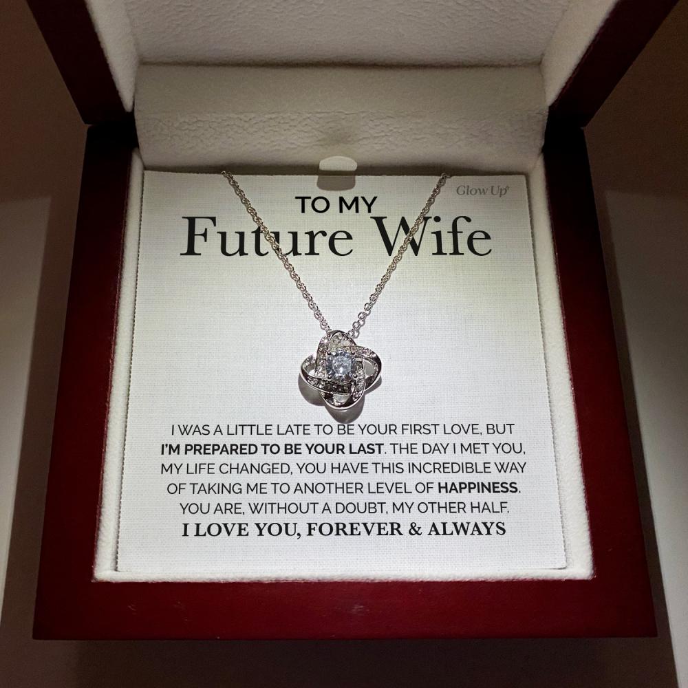 ShineOn Fulfillment Jewelry Two Toned Box To My Future Wife - I love you forever- Love Knot necklace
