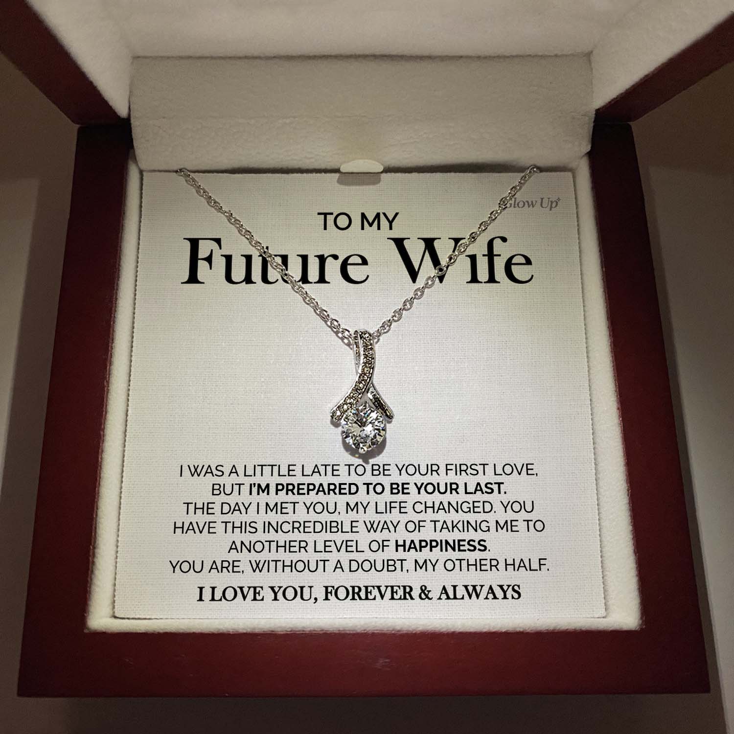 ShineOn Fulfillment Jewelry Two Toned Box To my Future Wife - The day I met you - Ribbon Necklace