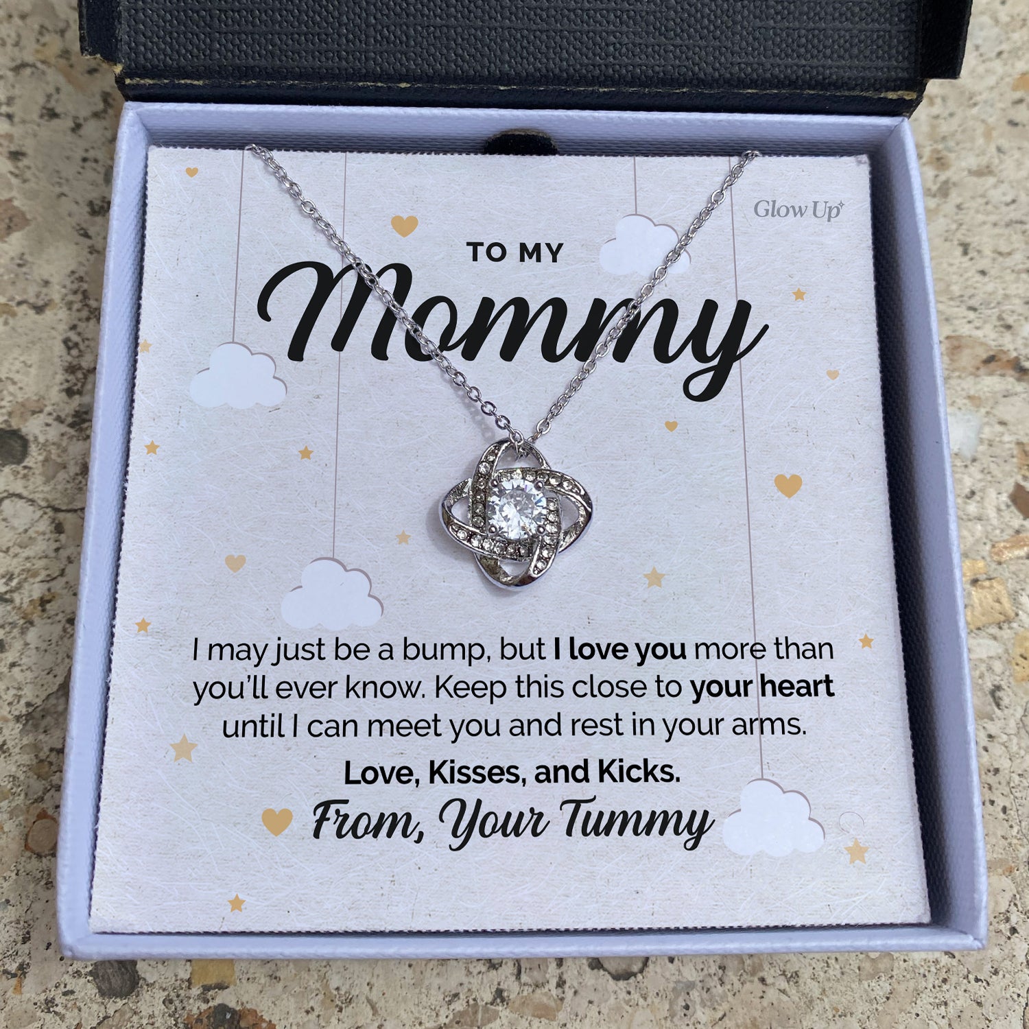 ShineOn Fulfillment Jewelry Two Toned Box To My Mommy - I Love You - Sky - Love Knot necklace