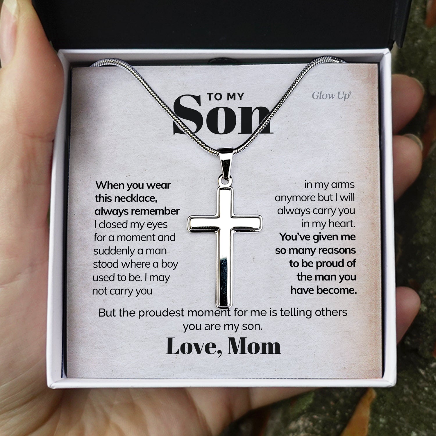 ShineOn Fulfillment Jewelry Two Toned Box To my Son - I'm proud of you - Cross necklace