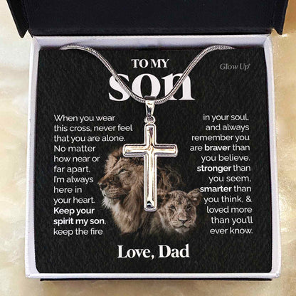 ShineOn Fulfillment Jewelry Two-Toned Box To My Son - Never feel alone - Cross Necklace