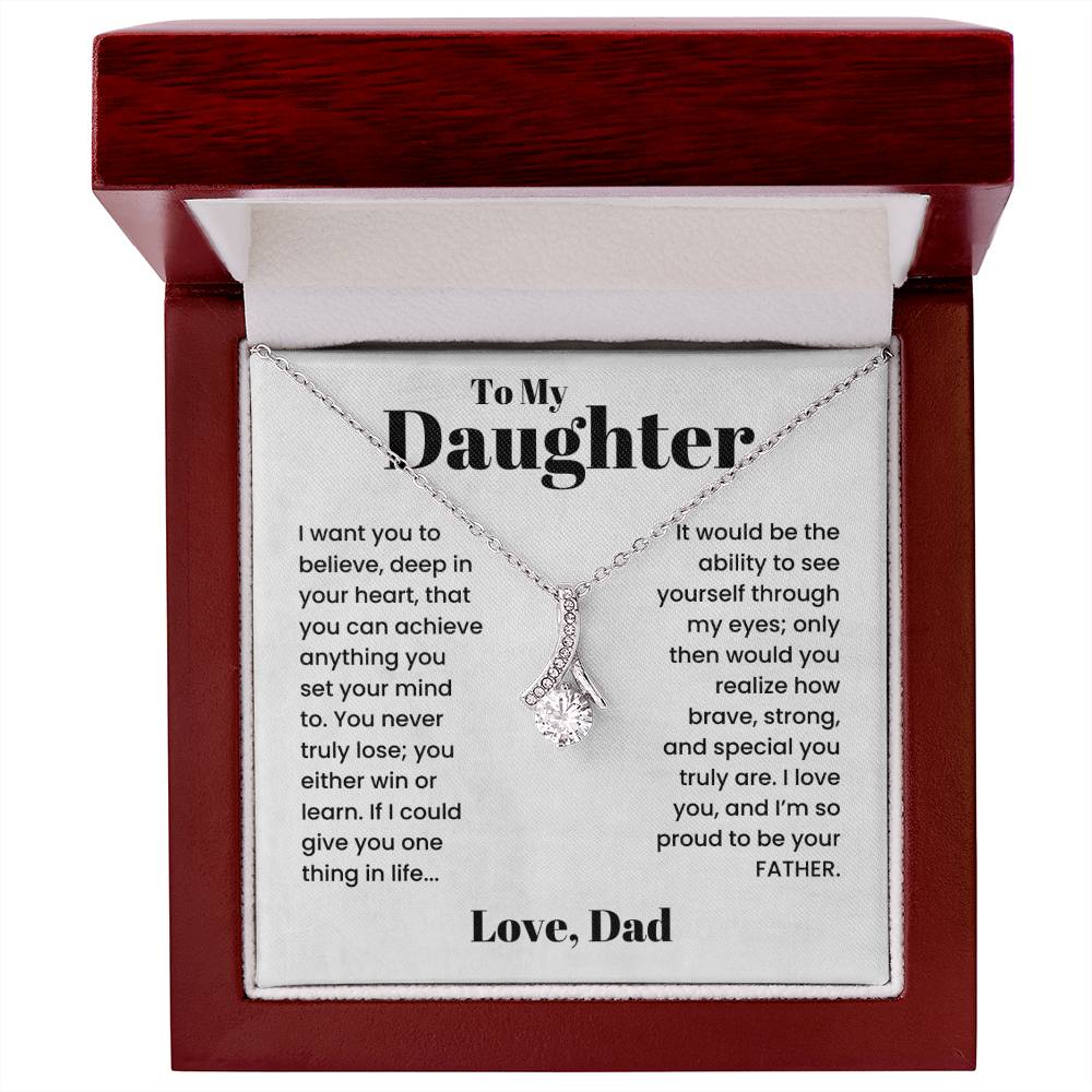 ShineOn Fulfillment Jewelry White Gold Finish / Luxury Box To my Daughter from Dad -  I'm proud to be your Father - Ribbon Necklace
