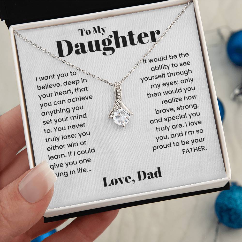 ShineOn Fulfillment Jewelry White Gold Finish / Standard Box To my Daughter from Dad -  I'm proud to be your Father - Ribbon Necklace