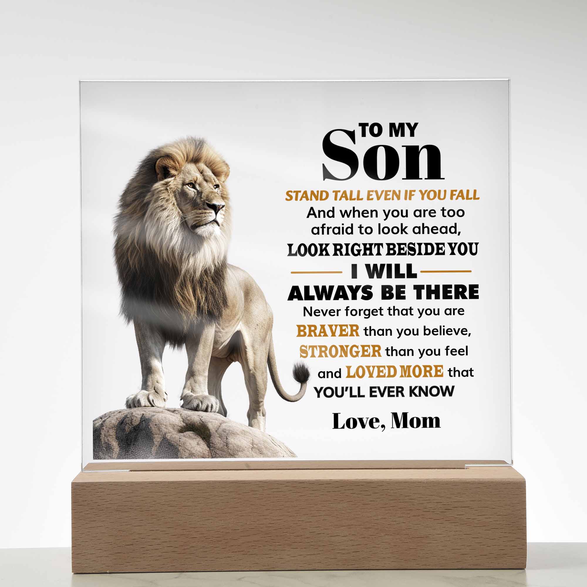 ShineOn Fulfillment Jewelry Wooden Base To my Son - Stand tall - Square Acrylic Plaque