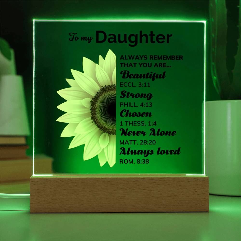 ShineOn Fulfillment Jewelry Wooden LED Base To My Daughter from Mom - Always Loved - Square Acrylic Plaque