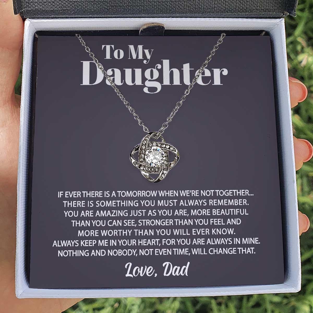 ShineOn Fulfillment Message Card To My Daughter -  Always Keep Me in Your Heart - Love Knot Necklace