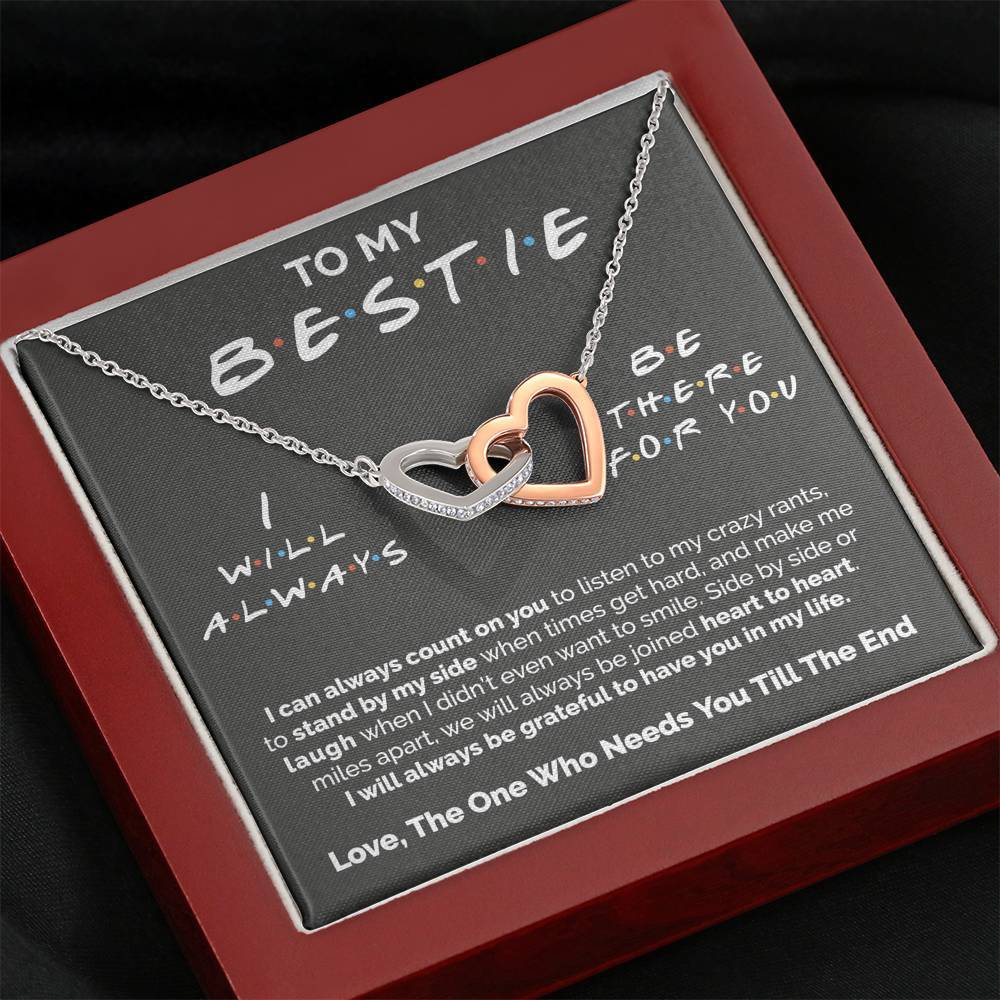 ShineOn Fulfillment Message Cards Standard Box To My Bestie - Heart to Heart - Interlocked Heart Necklace