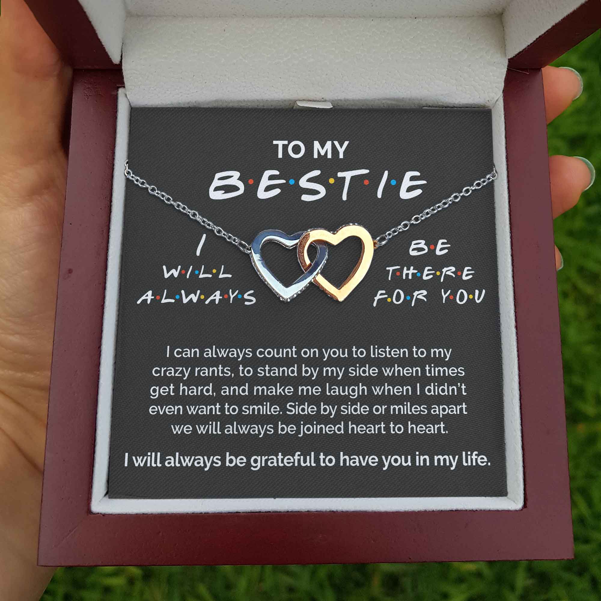 ShineOn Fulfillment Message Cards Standard Box To My Bestie - I Will Always Be There For You - Interlocking Heart Necklace