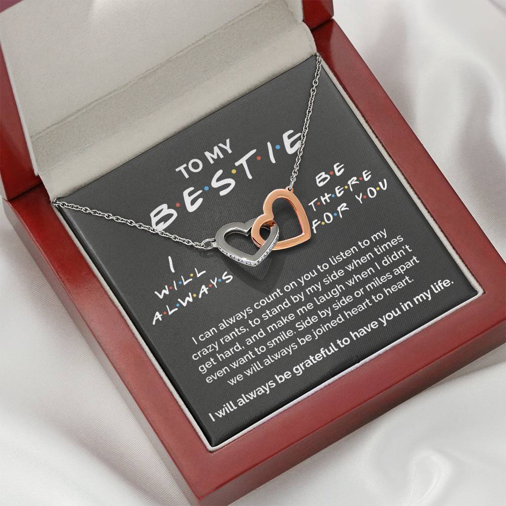 ShineOn Fulfillment Message Cards Standard Box To My Bestie - I Will Always Be There For You - Interlocking Heart Necklace