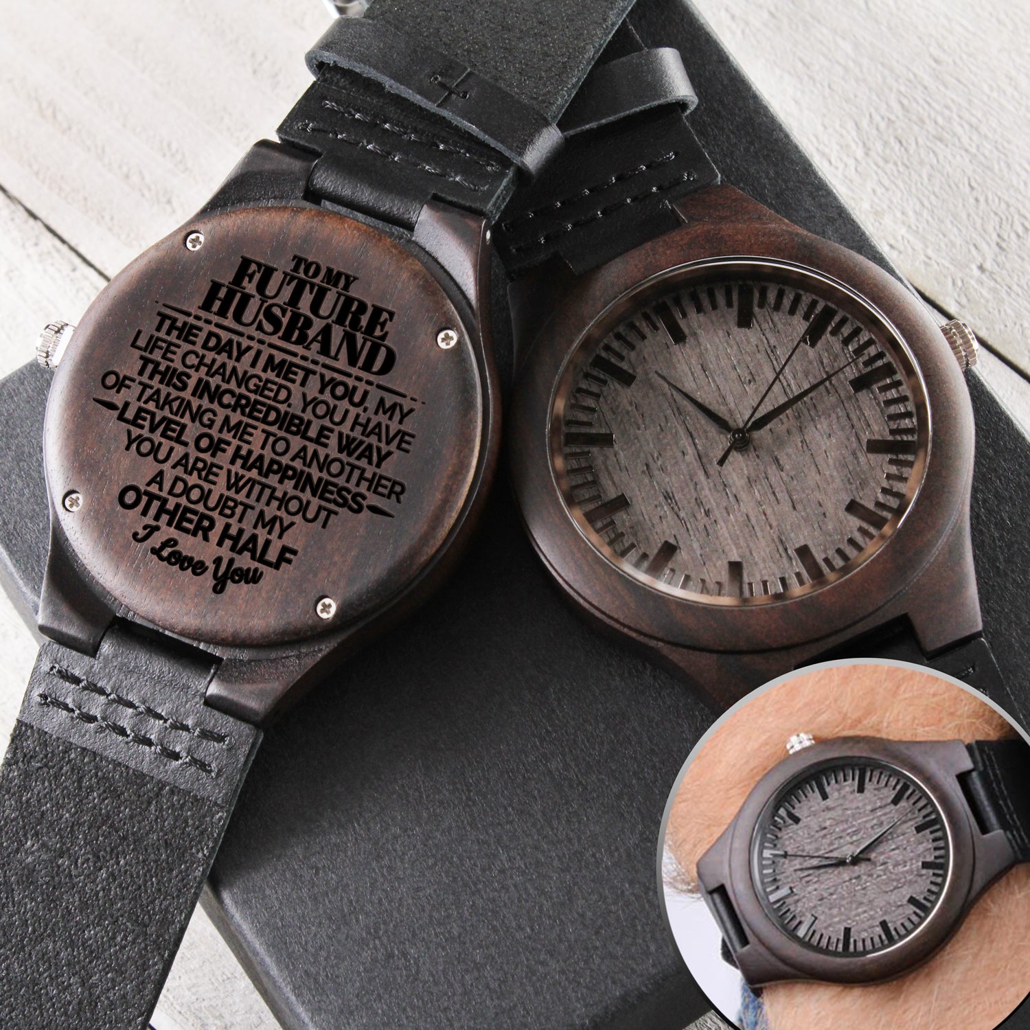 ShineOn Fulfillment Watches Standard Box To My Future Husband - My Other Half - Wooden watch