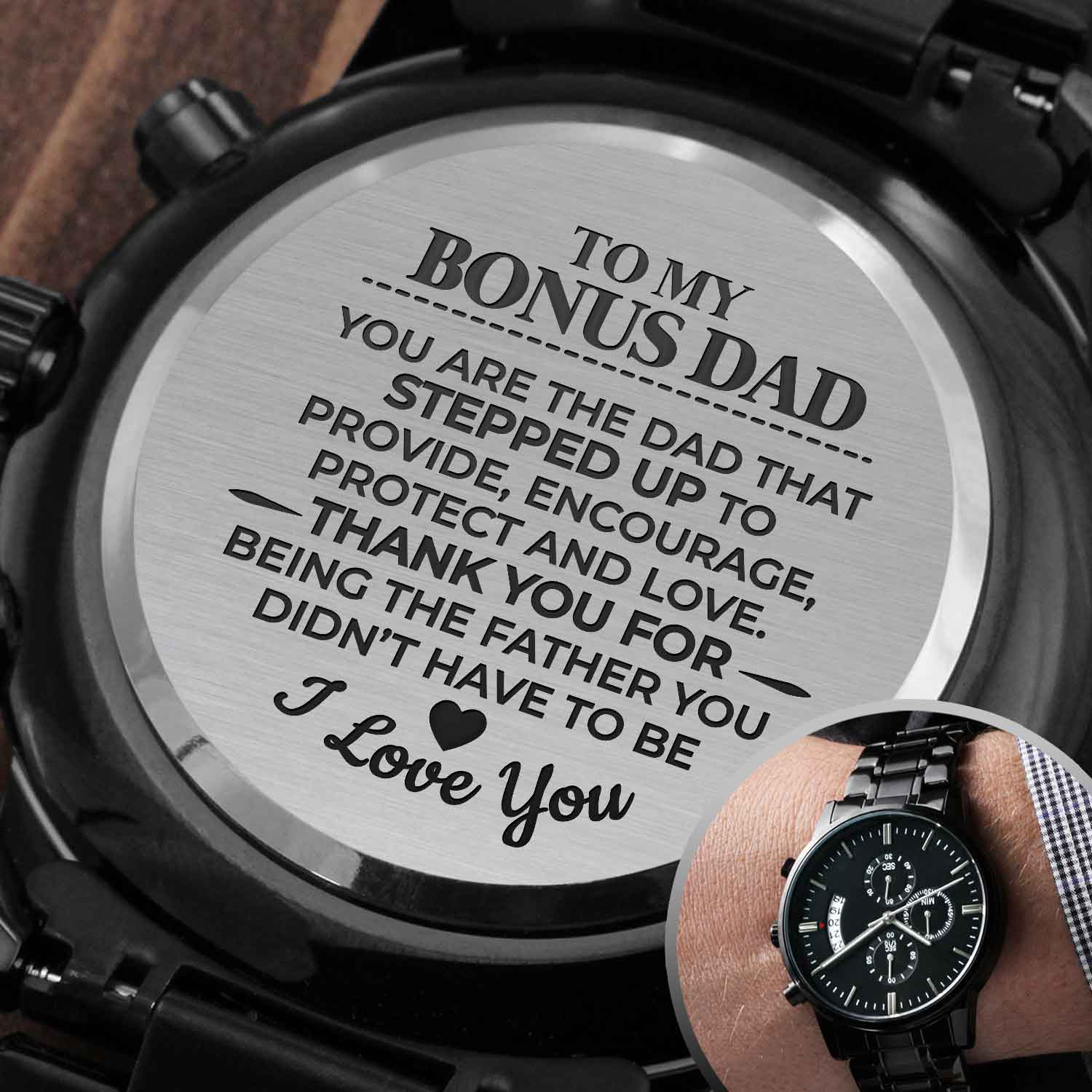 ShineOn Fulfillment Watches Two-Toned Box To My Bonus Dad - You Are The Dad That Stepped Up - Premium Watch